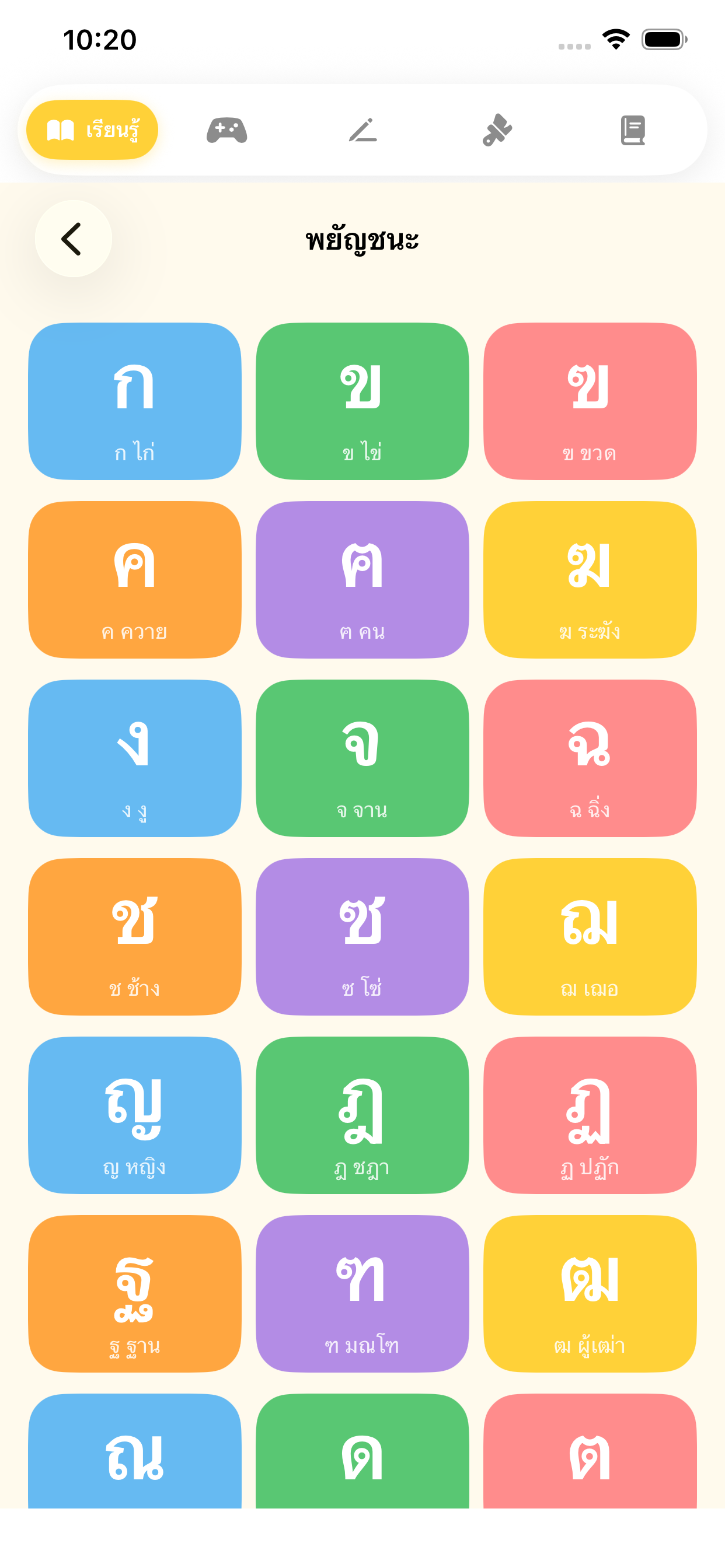 44 Thai Consonants Grid