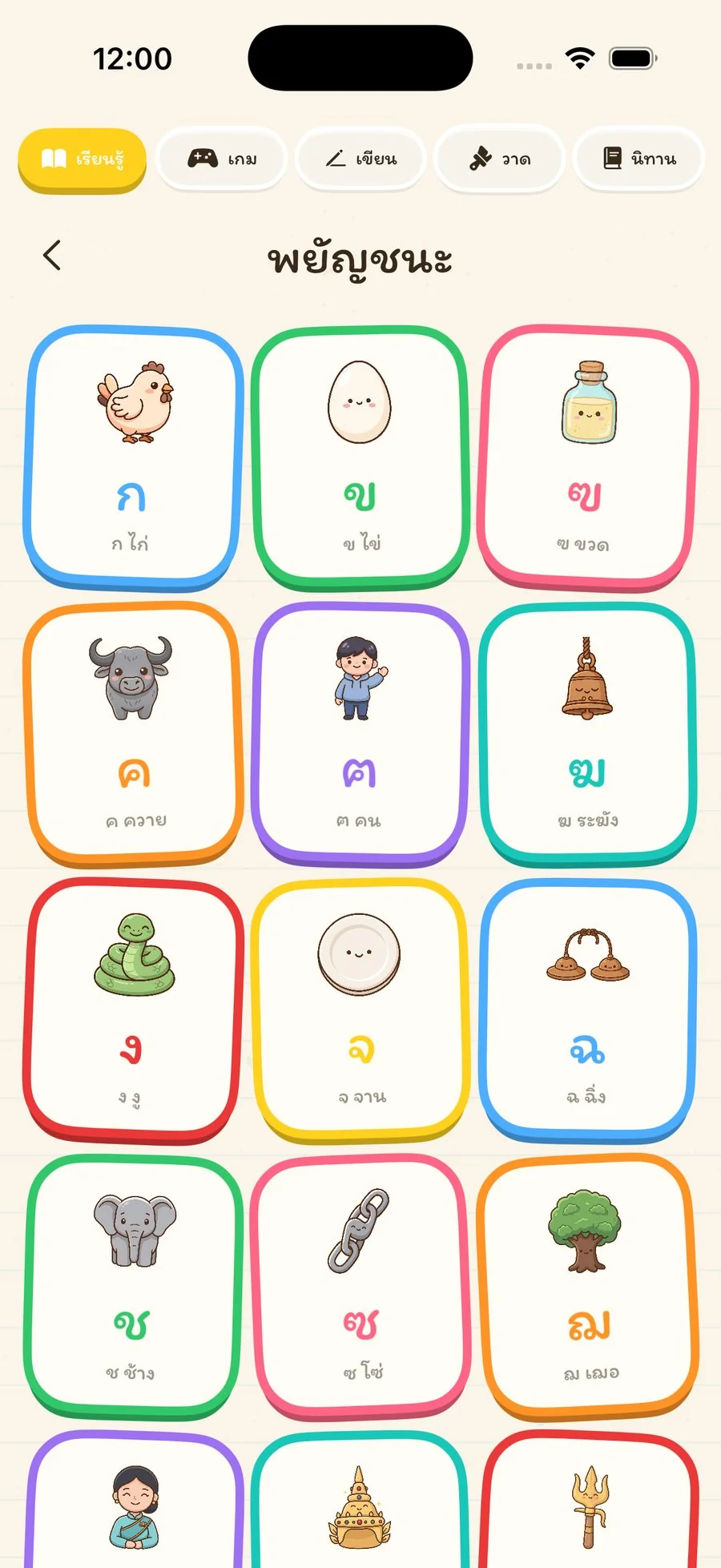 44 Thai Consonants Grid