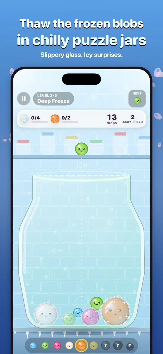 Frosty Pantry: frozen blobs in a fishbowl jar