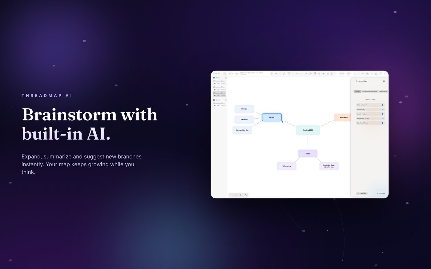 AI assistant panel suggesting new branches on Mac