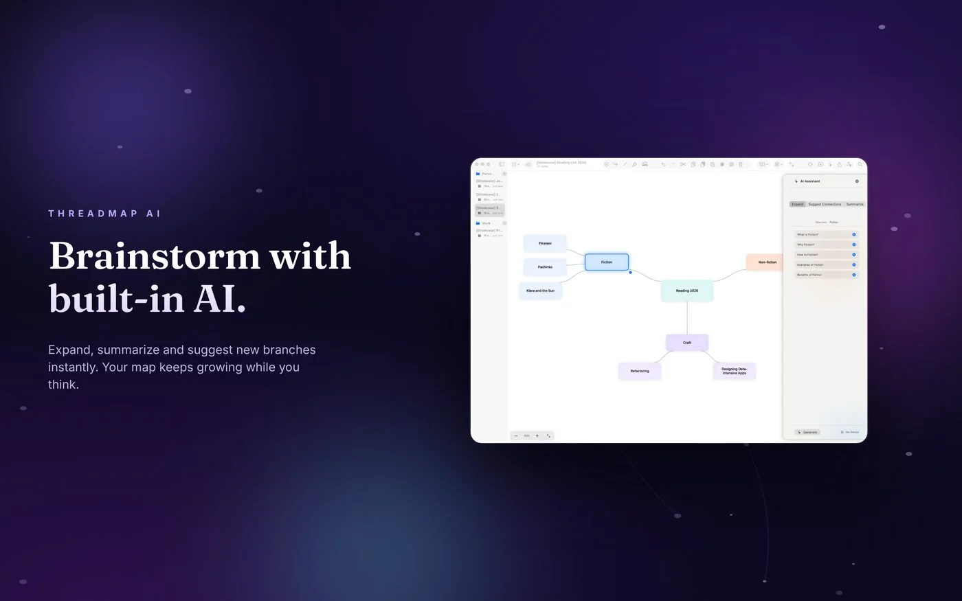 AI assistant panel suggesting new branches on Mac