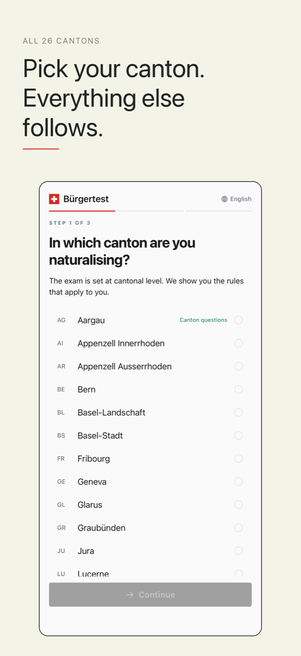 Choosing your canton