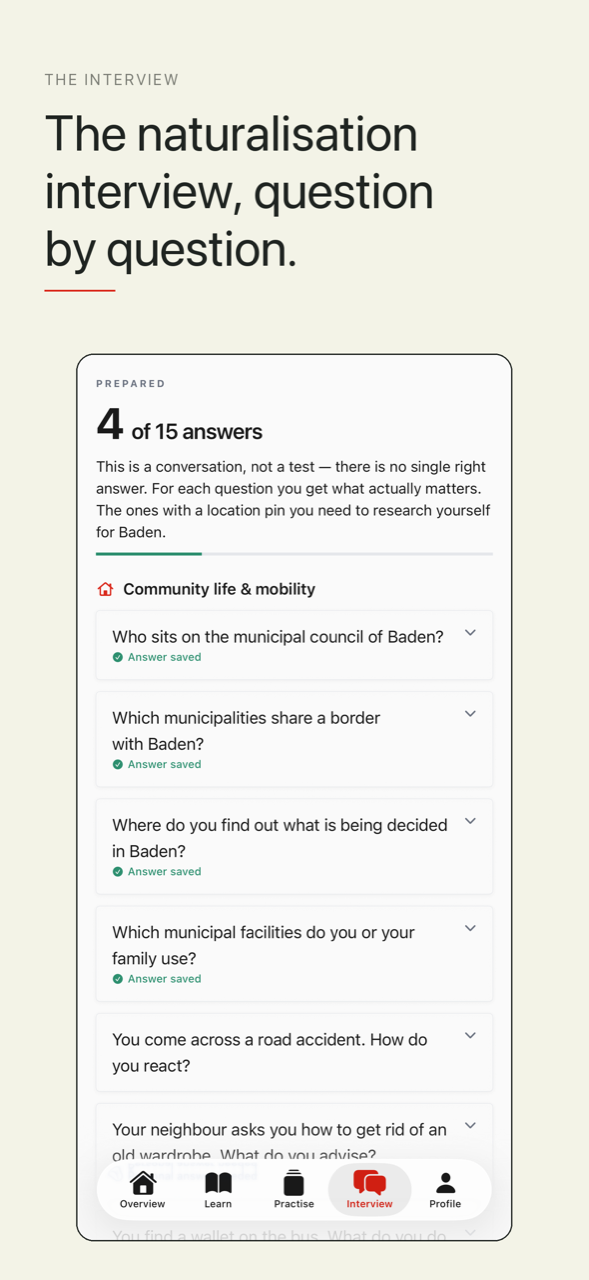 The naturalisation interview, question by question