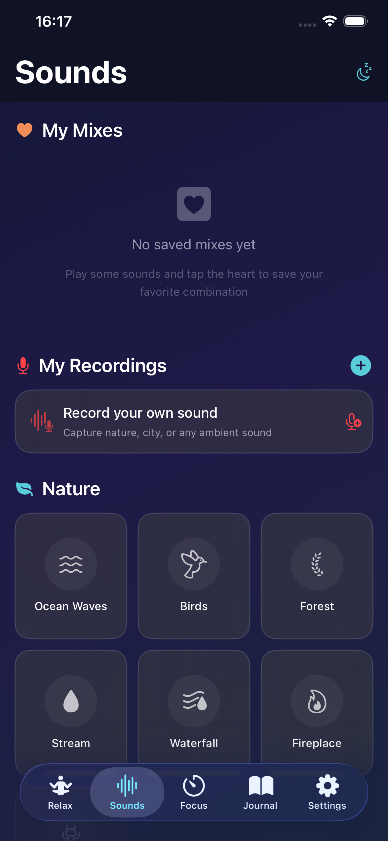 Sound mixing with nature sounds