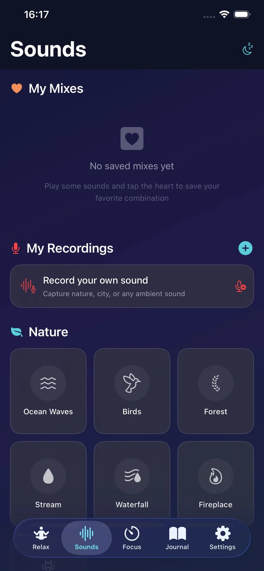 Sound mixing with nature sounds