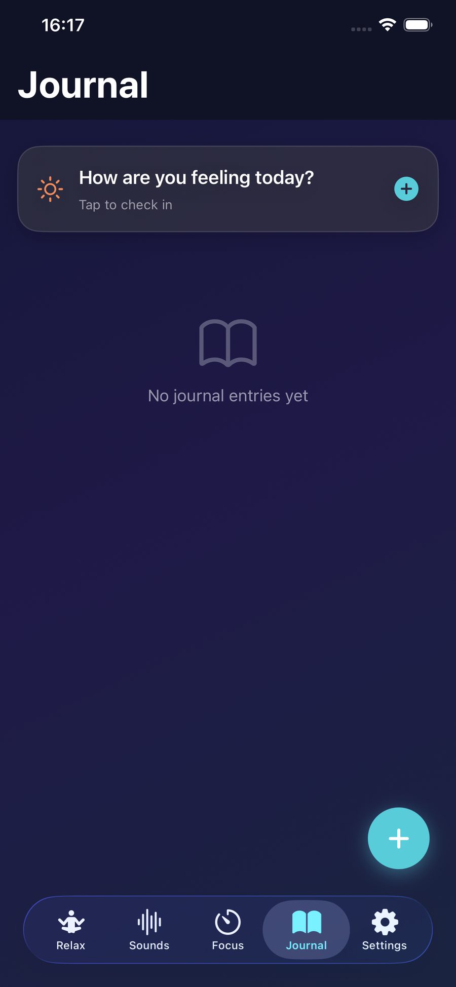 Mood journal with daily check-in