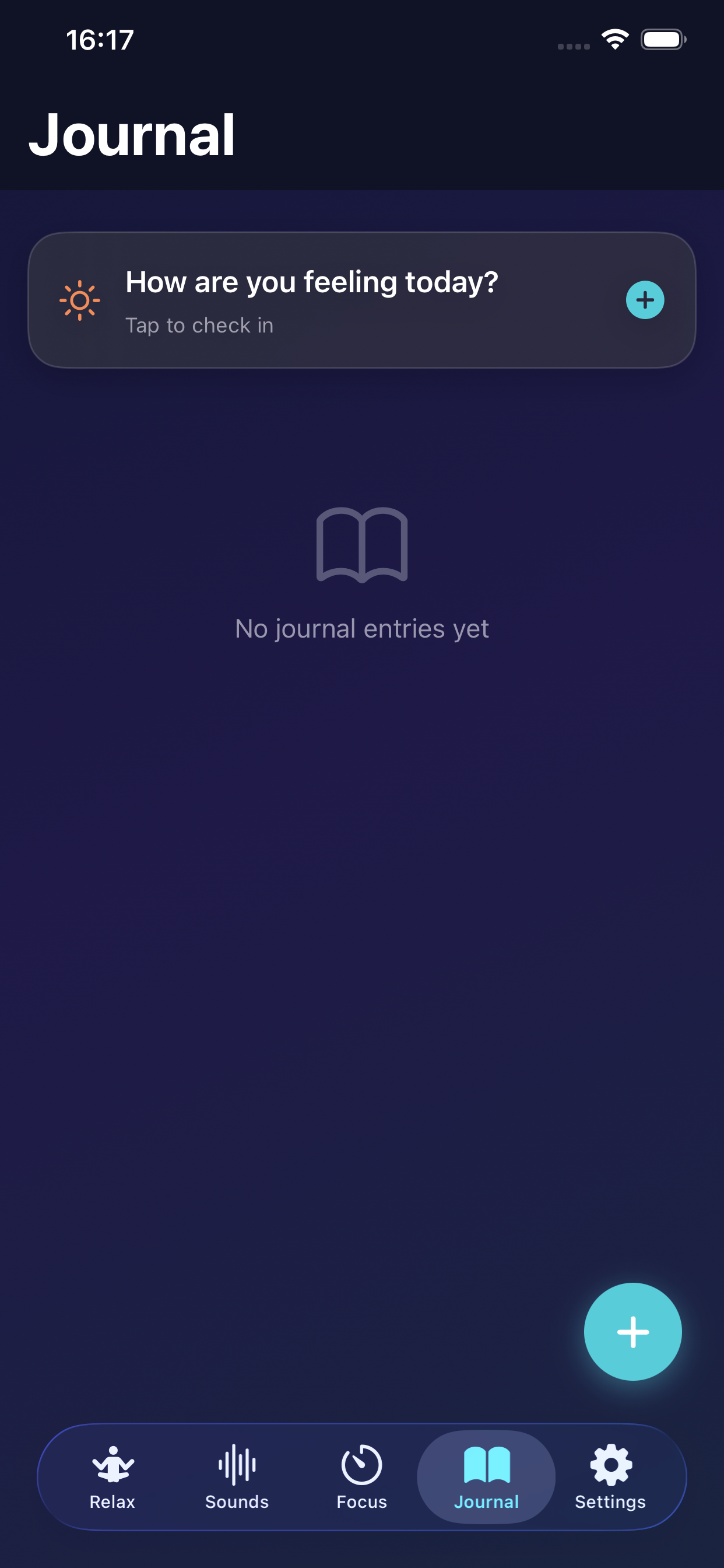 Mood journal with daily check-in