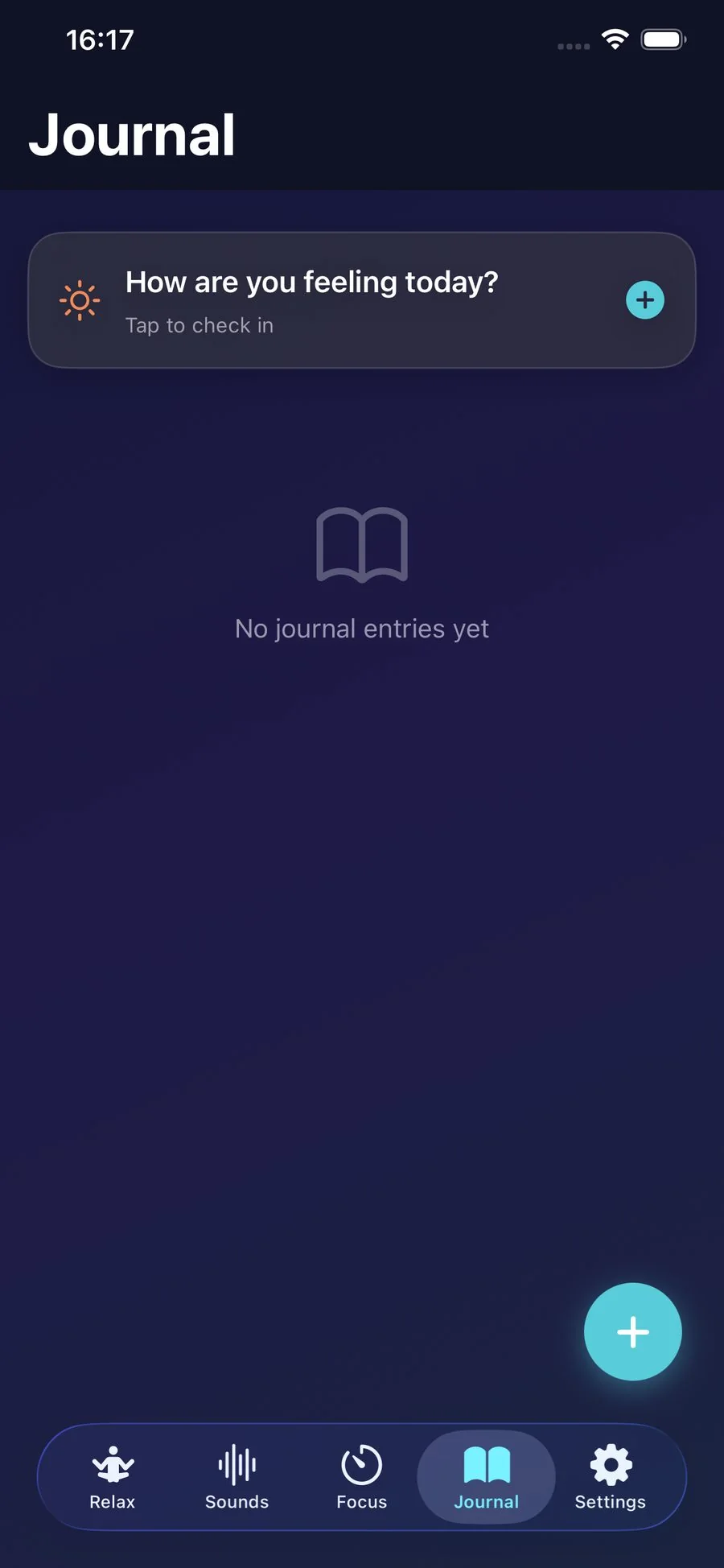 Mood journal with daily check-in