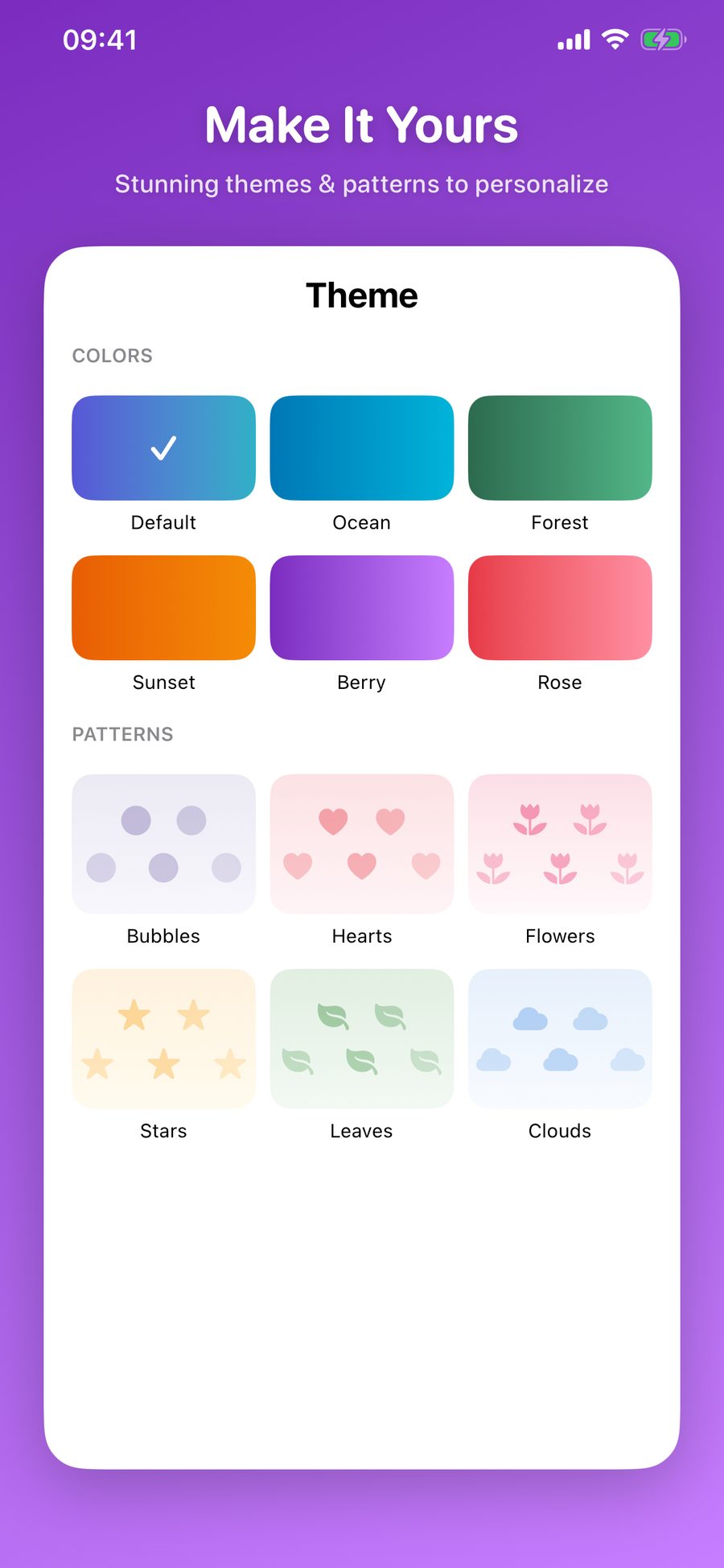 Custom themes and patterns