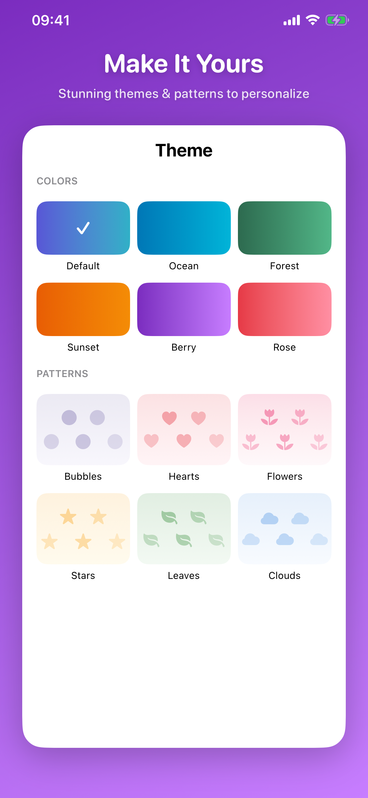 Custom themes and patterns