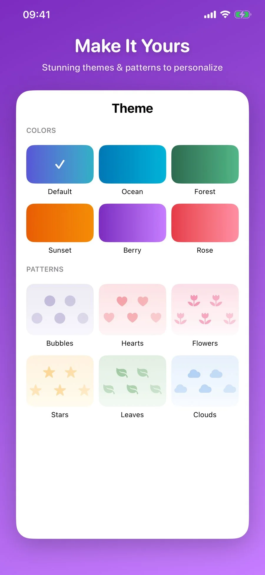 Custom themes and patterns