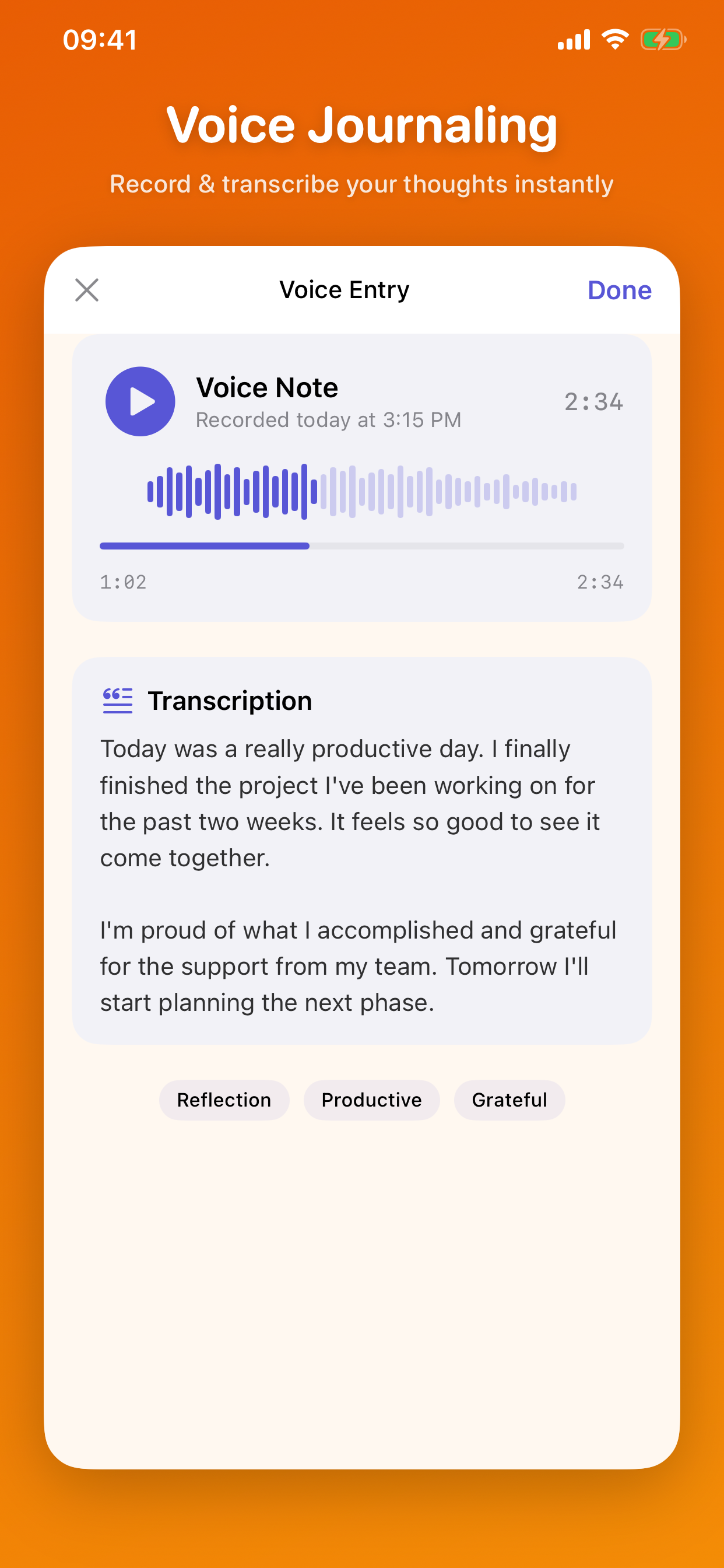 Voice recording with transcription