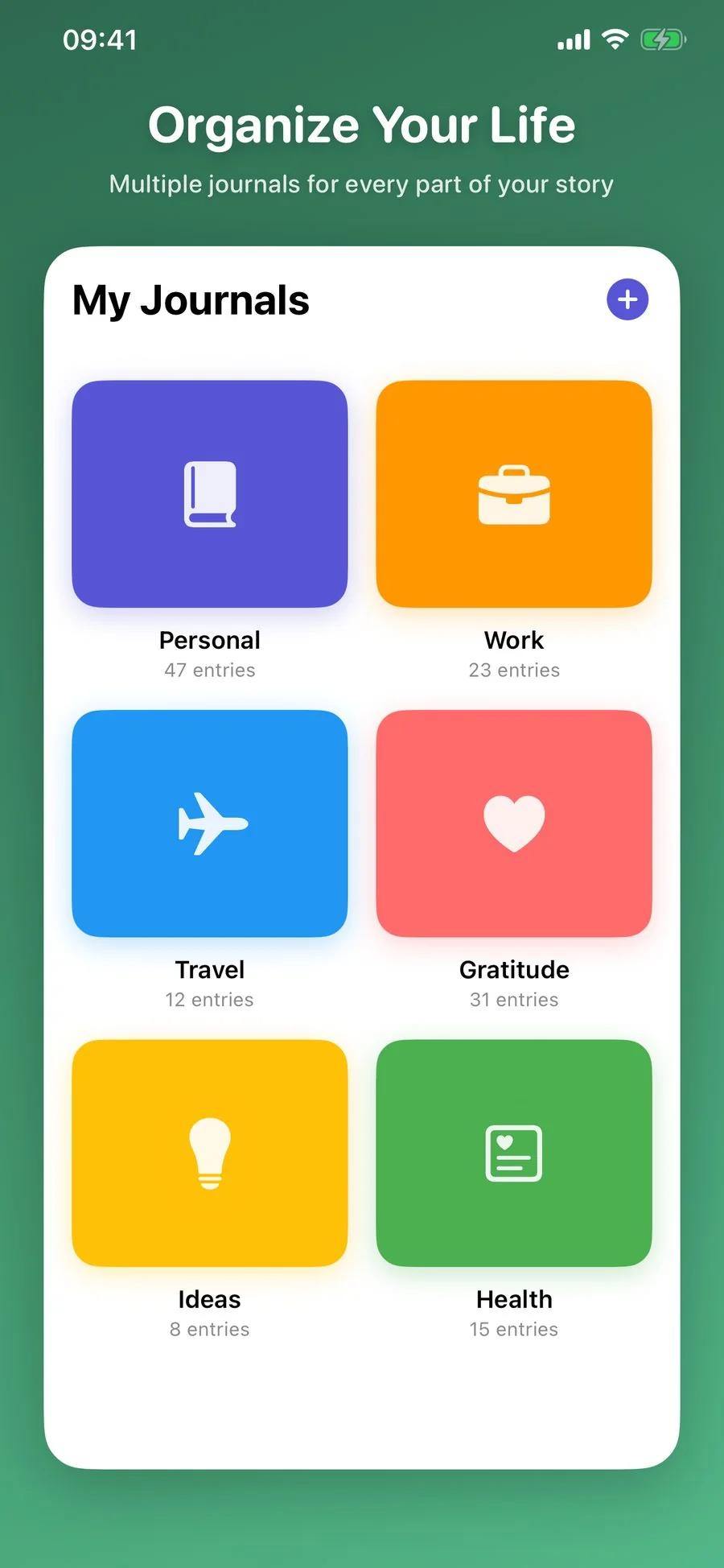 Multiple journals for different areas of life