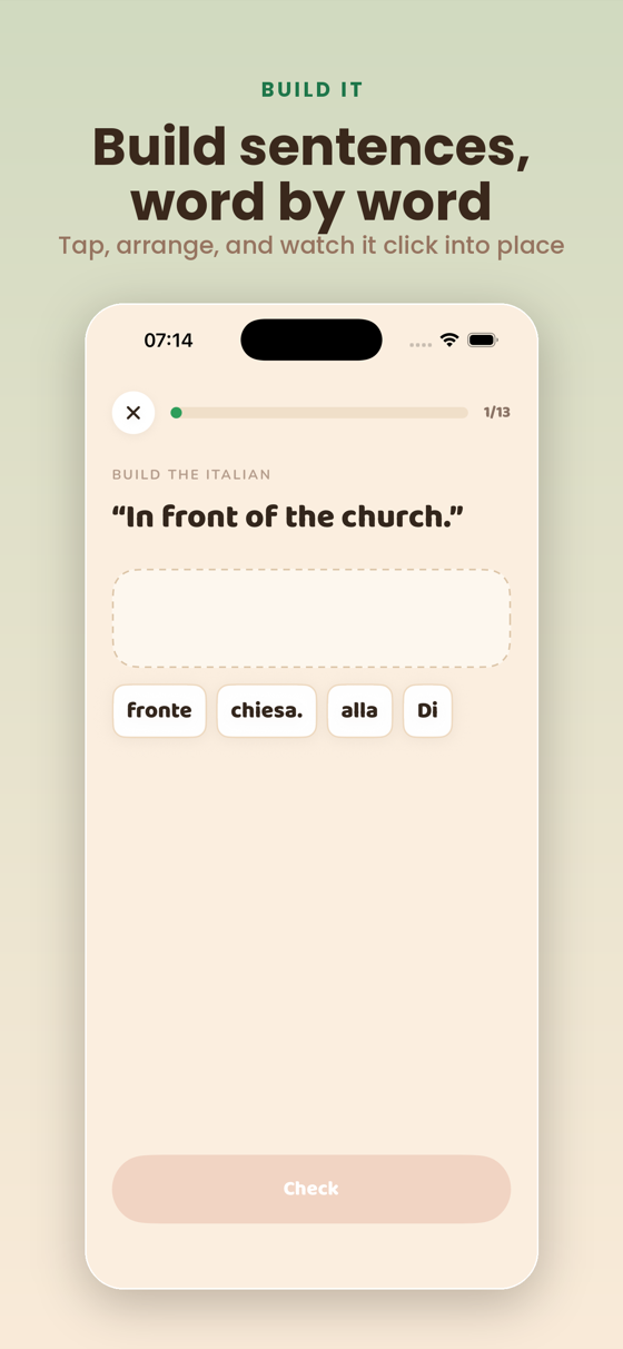 Build the sentence exercise