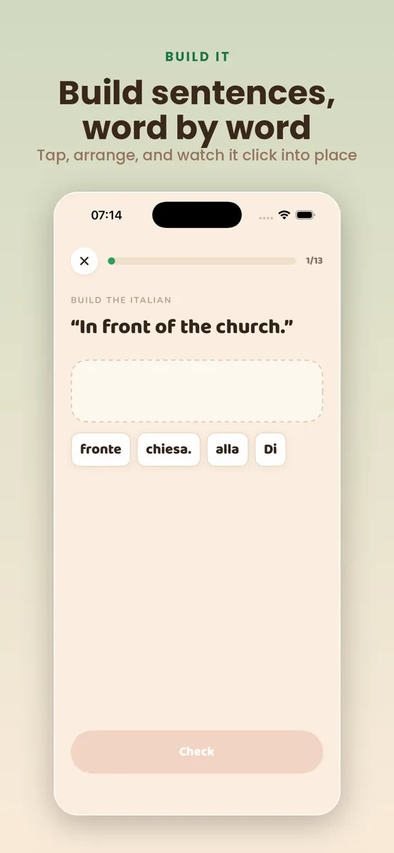 Build the sentence exercise