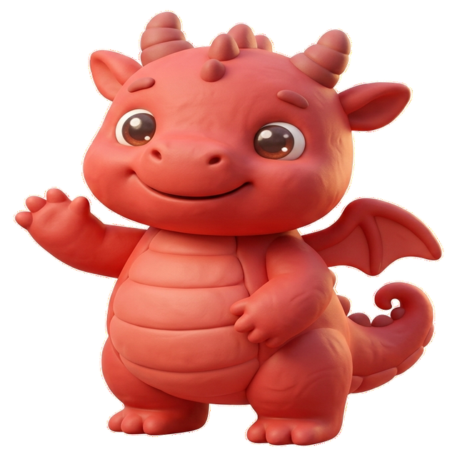 Draig mascot, a baby red dragon