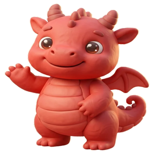 Draig mascot, a baby red dragon