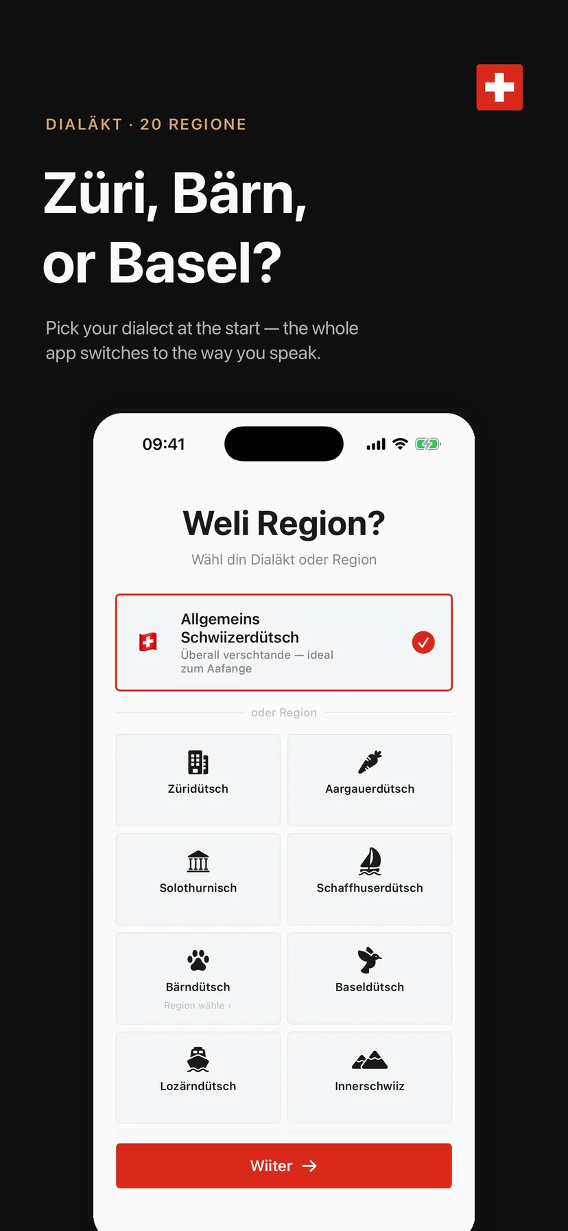 Z&uuml;ri, B&auml;rn, or Basel? Pick your region