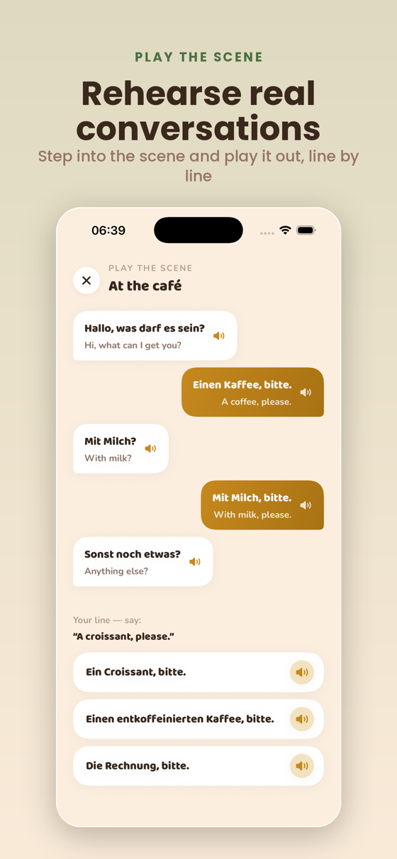 Play the Scene — act out a dialogue