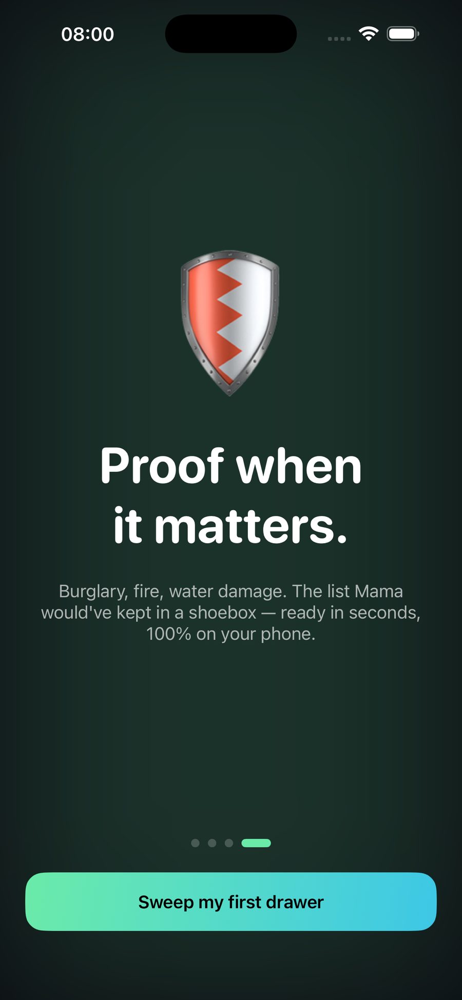 Onboarding proof screen explaining how Houseprint works