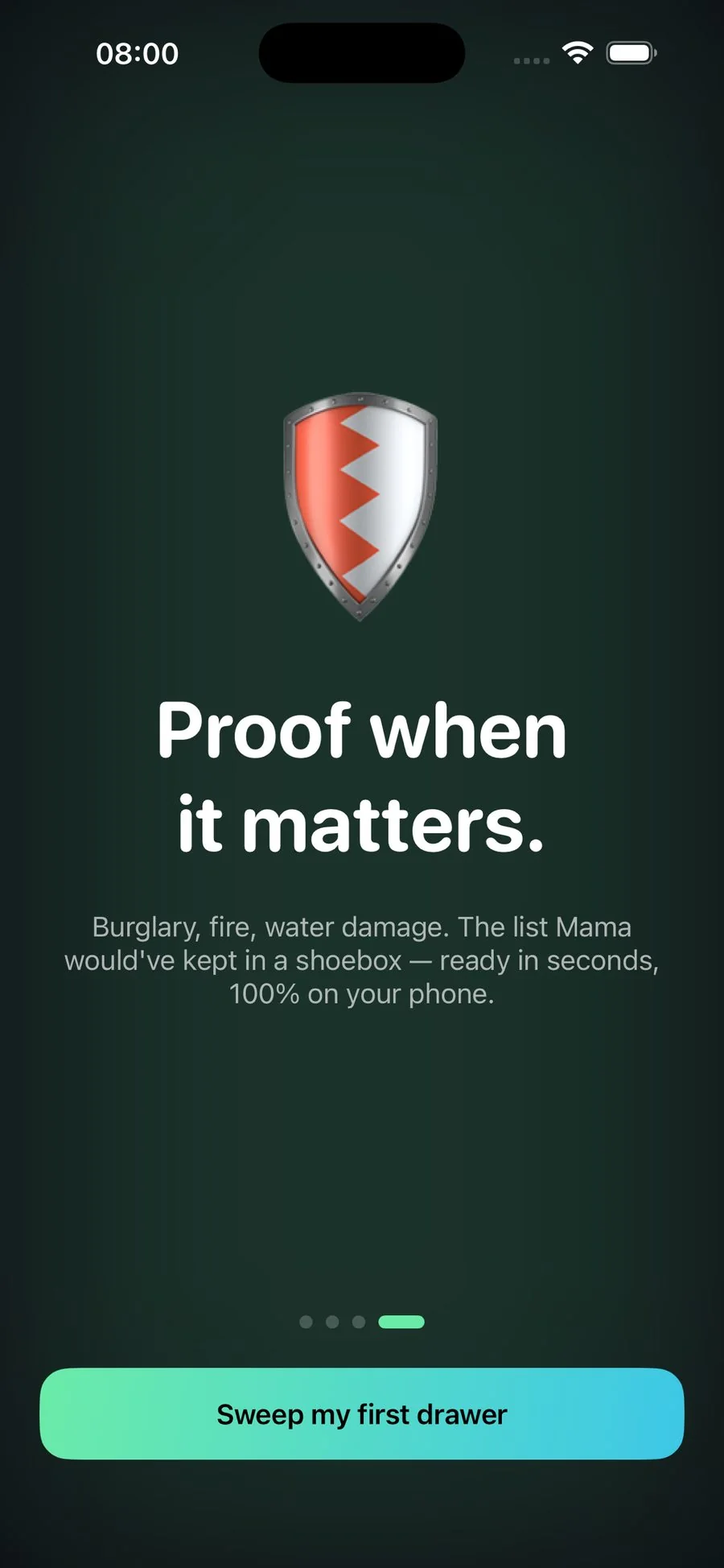 Onboarding proof screen explaining how Houseprint works