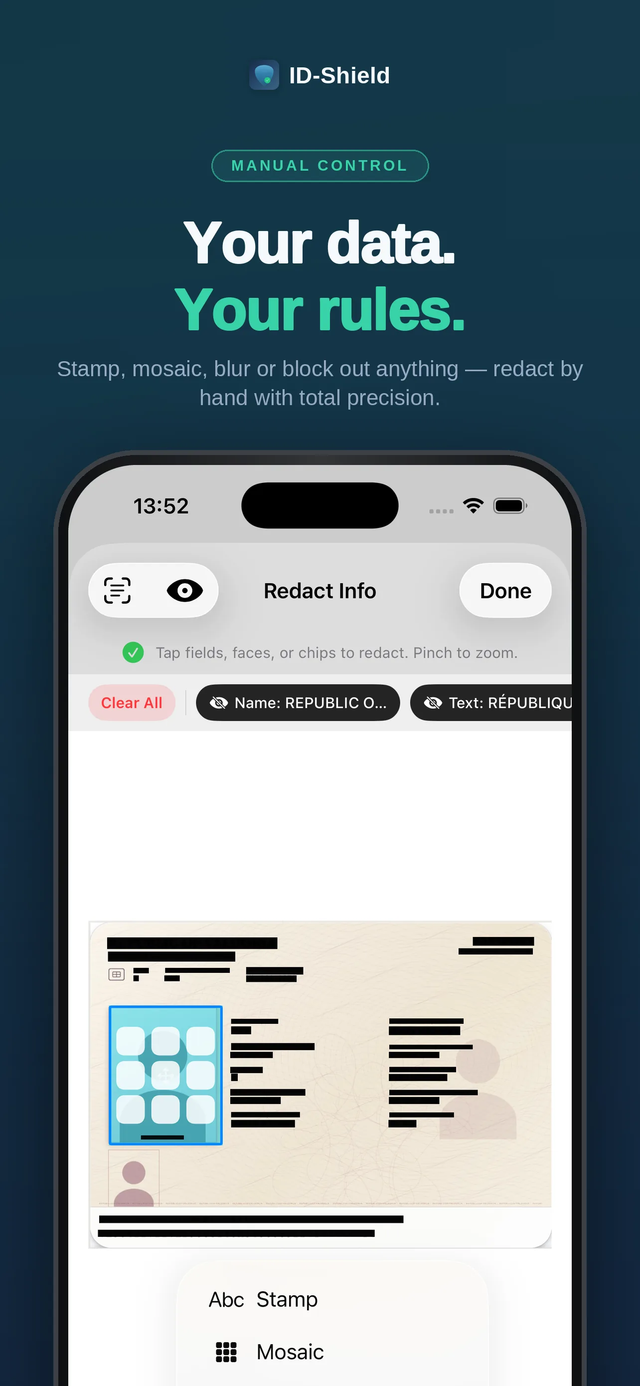 Manual redaction control