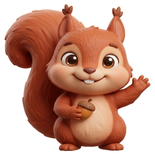 Iora mascot, a baby red squirrel