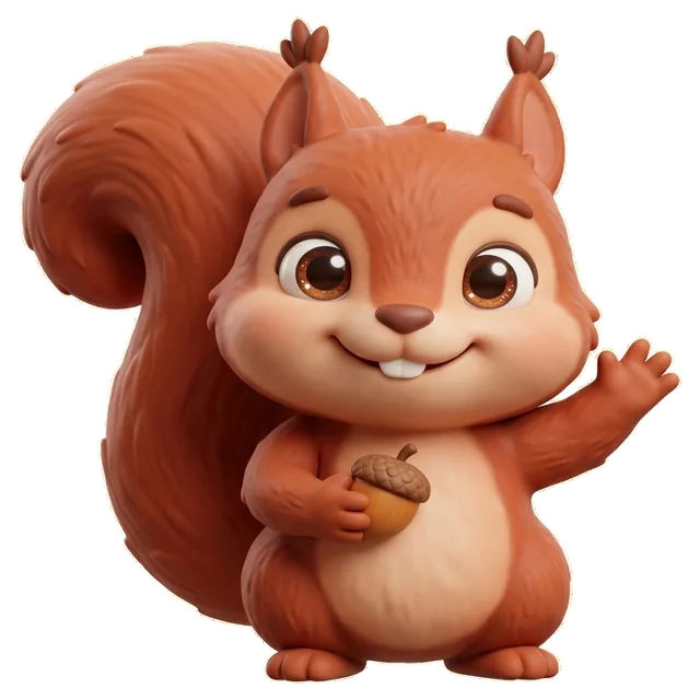 Iora mascot, a baby red squirrel
