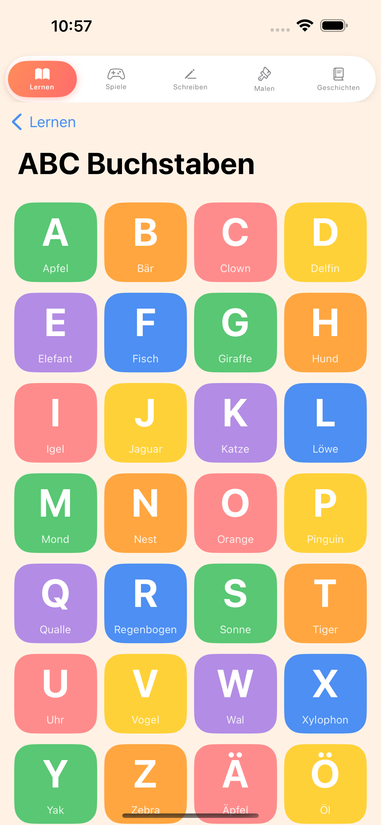 German Alphabet Grid