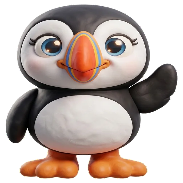 Lundi mascot, a baby puffin