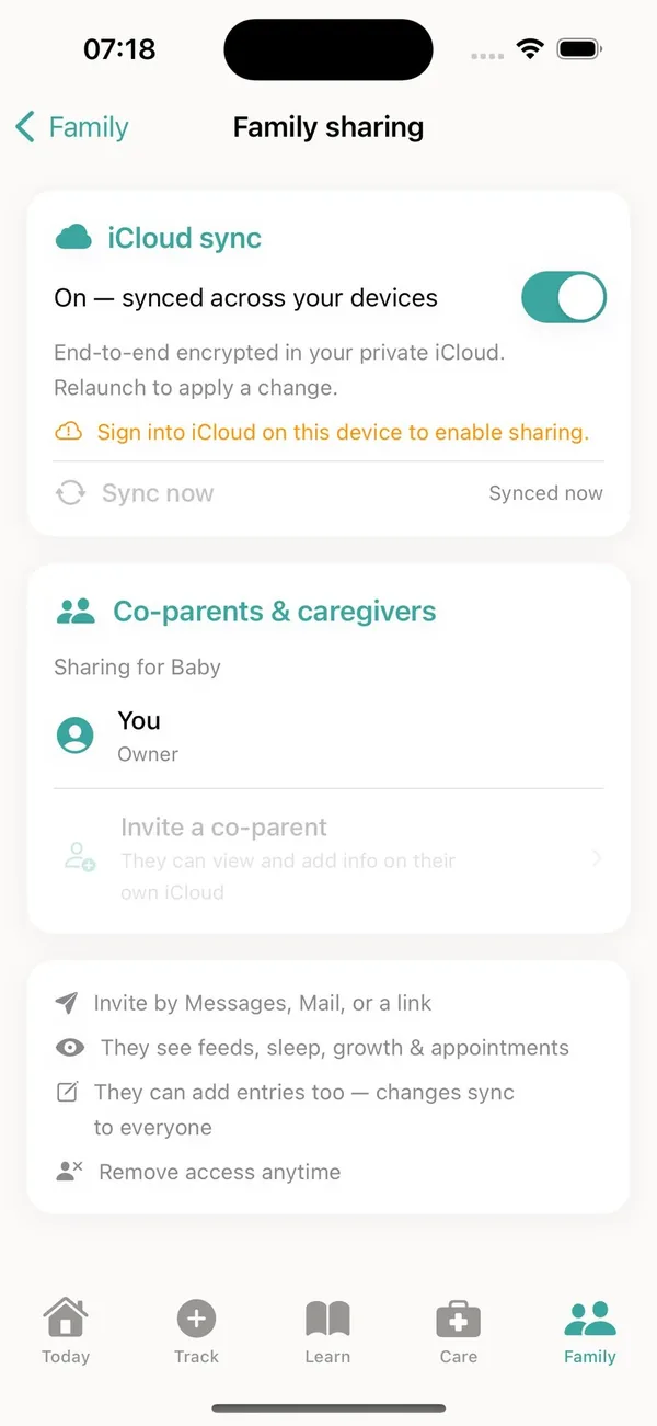 Family sharing with a co-parent