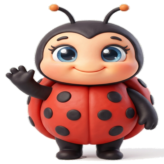 Mārīte mascot, a baby ladybug