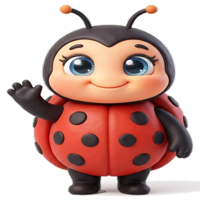 Mārīte mascot, a baby ladybug