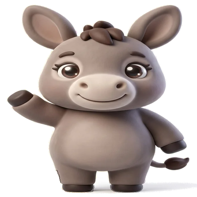 Ruquet mascot, a baby baby donkey