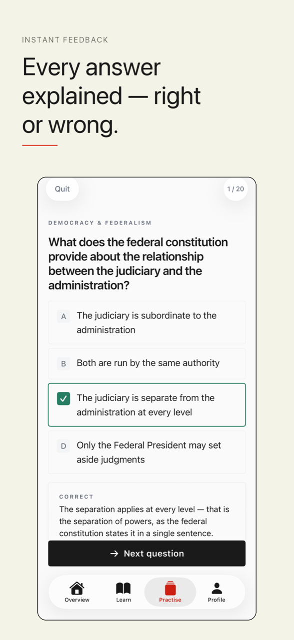Every answer explained, right or wrong