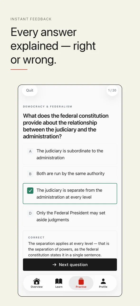 Every answer explained, right or wrong
