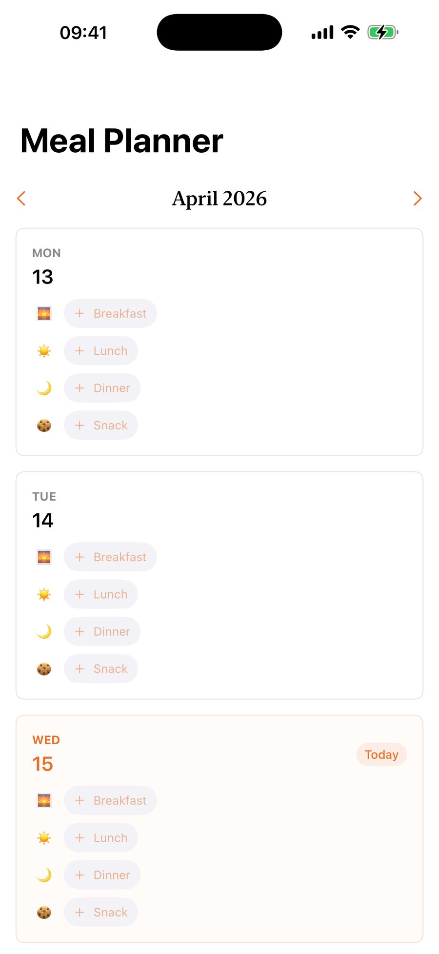 Weekly meal planner