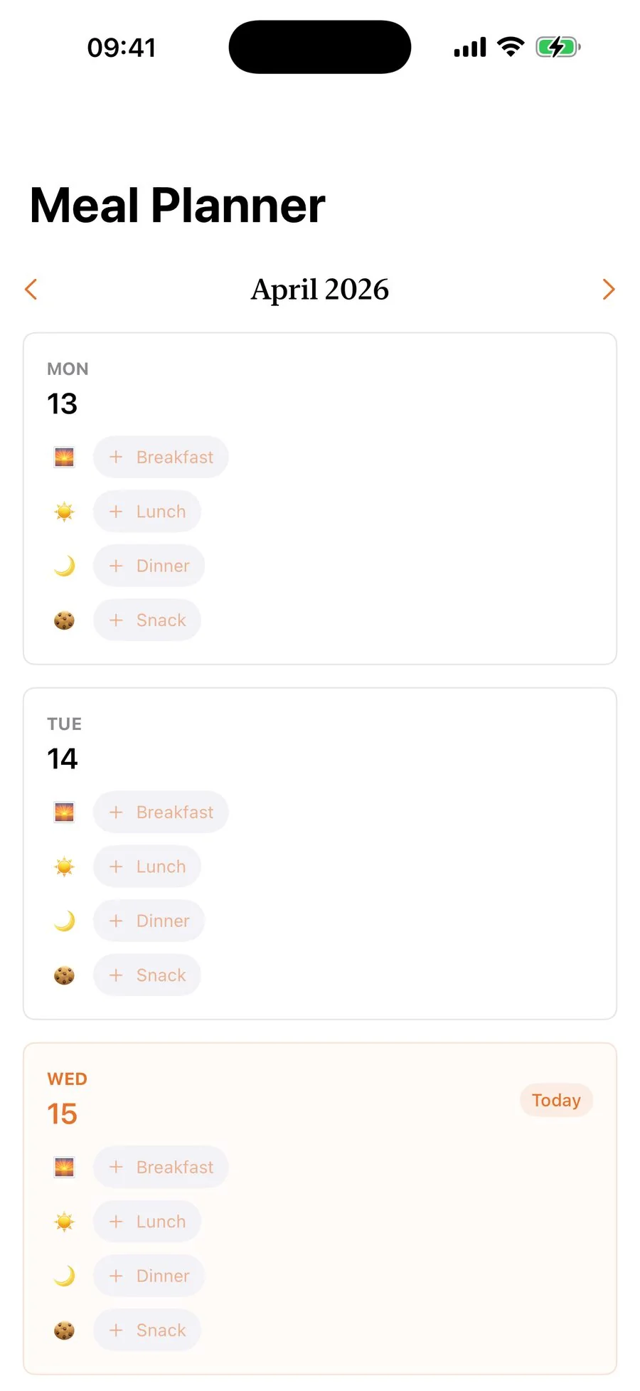 Weekly meal planner