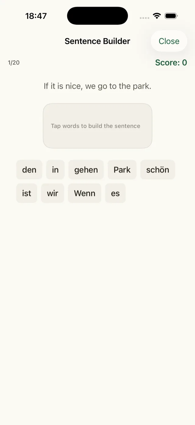 Sentence Builder game