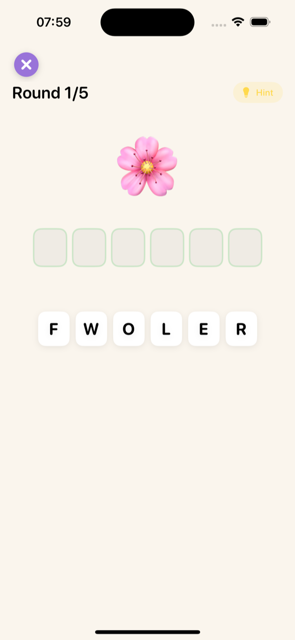 Word unscramble game spelling flower